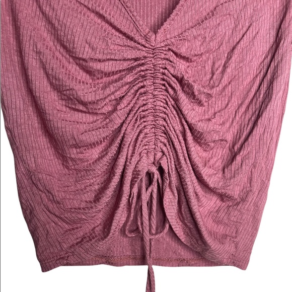 Gaze Top Adjustable Gathered Front V neck Dusty Rose M - Picture 5 of 10